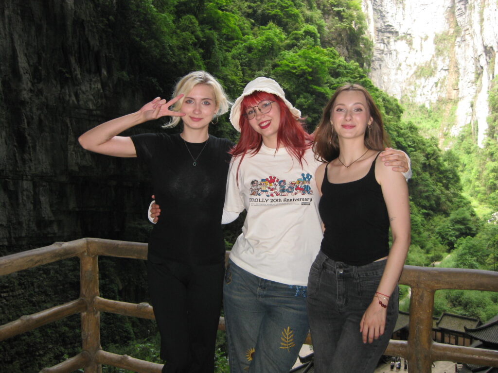 International travelers visiting Wulong Three Natural Bridges Chongqing