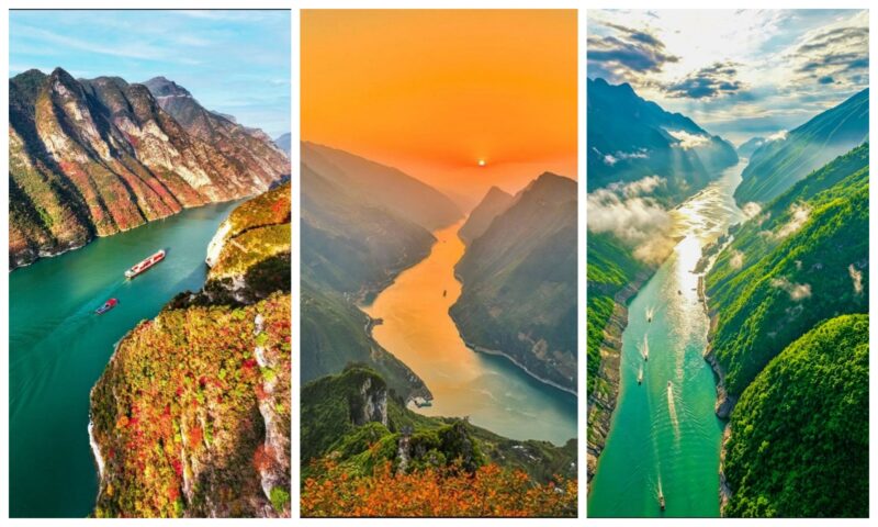 Scenic views of the Three Gorges during a Yangtze River Cruise itinerary