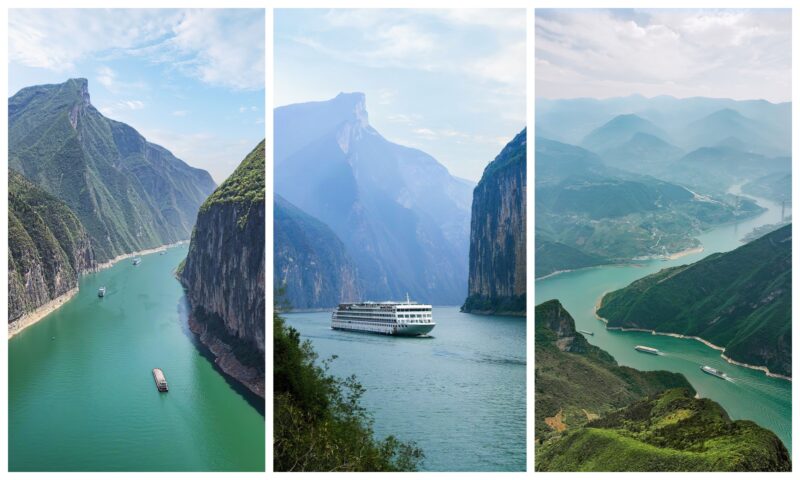Small boat exploring hidden valleys during the Three Gorges Cruise tour