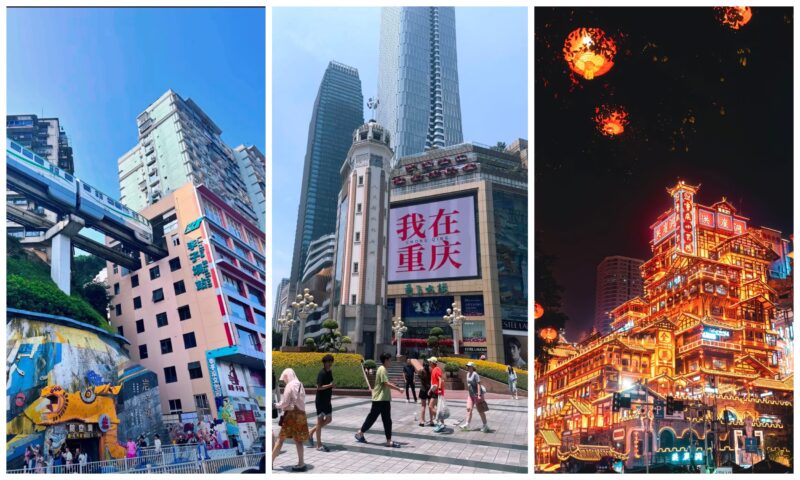 Liziba Light Rail and Jiefangbei attractions on Chongqing 4 Days 3 Nights tour
