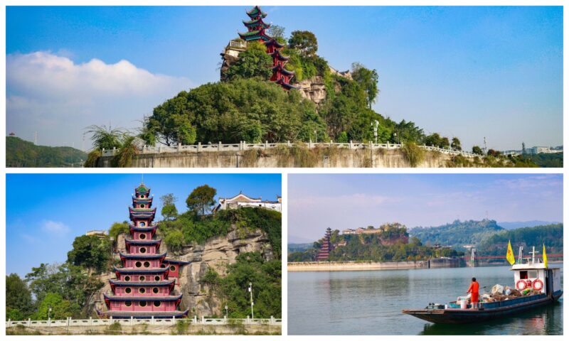 Traditional Chinese scenery along the Three Gorges cruise route